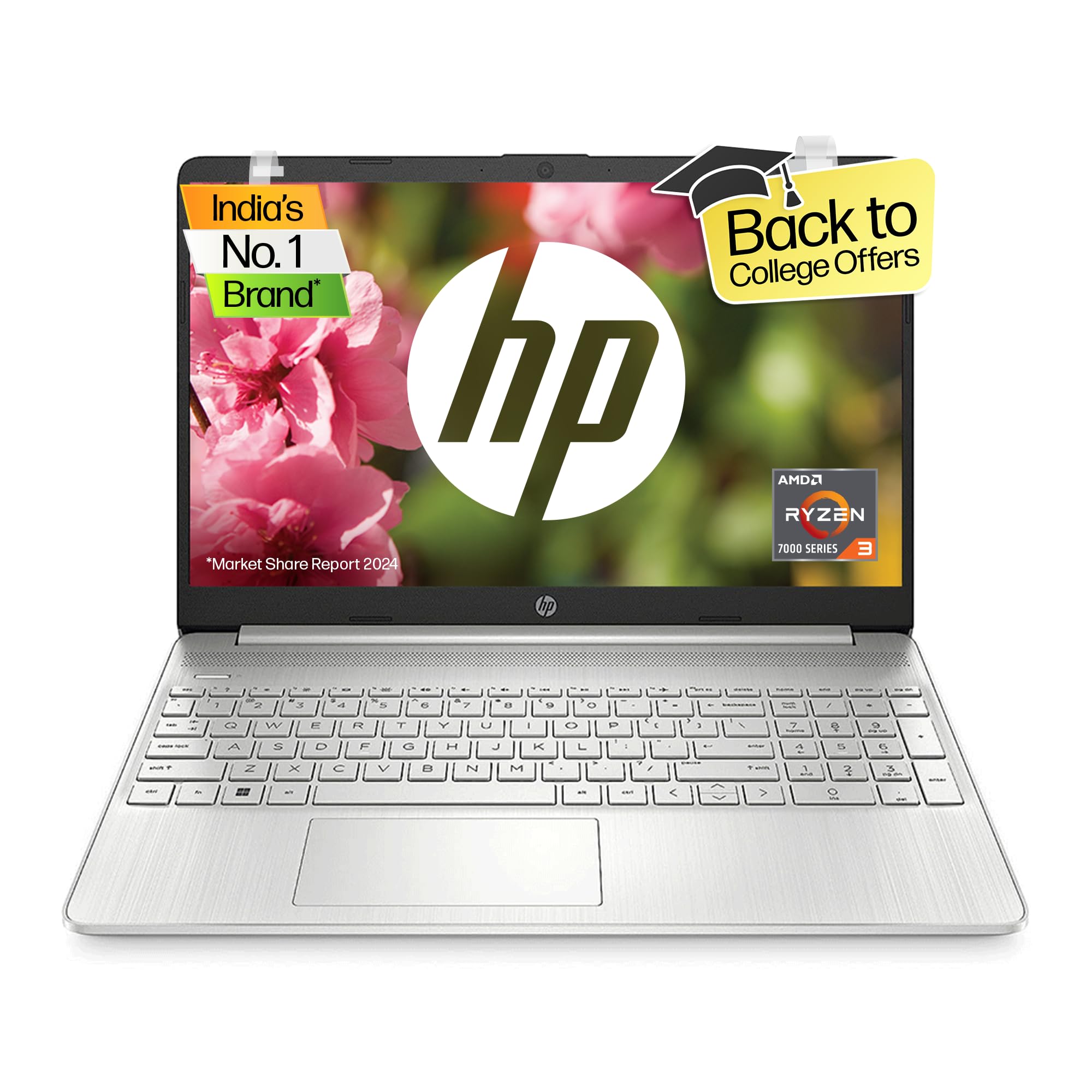 HP Laptop 15s, AMD Ryzen 3 5300U, 15.6-inch (39.6 cm), FHD, 8GB DDR4, 512GB SSD, AMD Radeon graphics, Thin & light, Dual speakers (Win 11, MSO 2019, Silver, 1.69 kg), eq2143AU